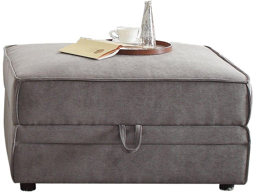 30" X 34" X 19" Gray Velvet Ottoman With Storage - AFS