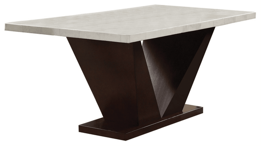 Contemporary White Marble And Walnut Dining Table - AFS