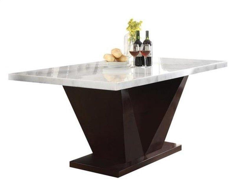 Contemporary White Marble And Walnut Dining Table - AFS