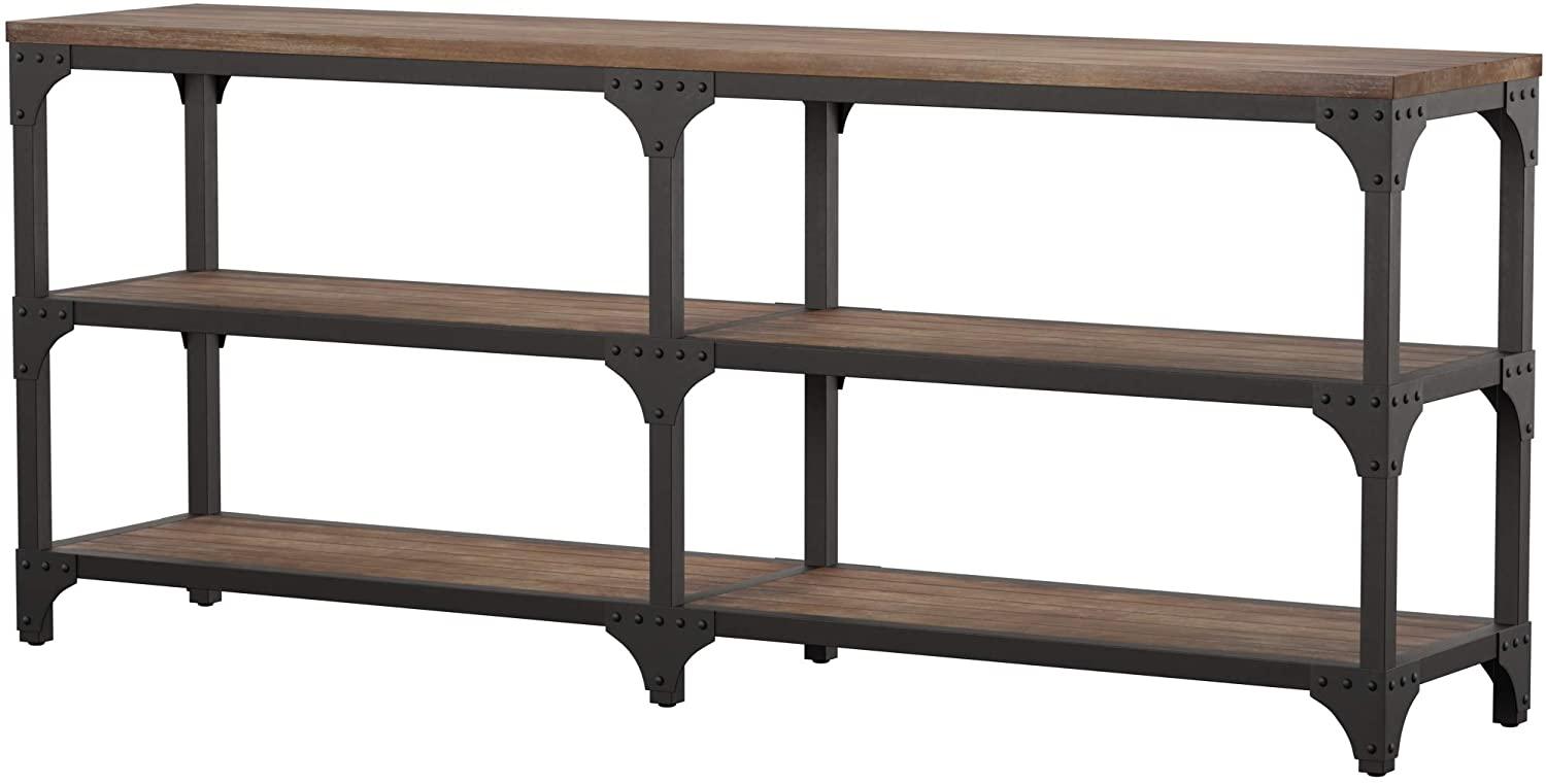 72" Rustic Weathered Oak Finish Console Storage Table - AFS