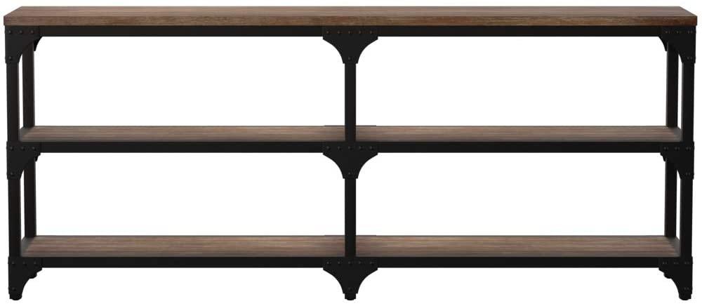 72" Rustic Weathered Oak Finish Console Storage Table - AFS