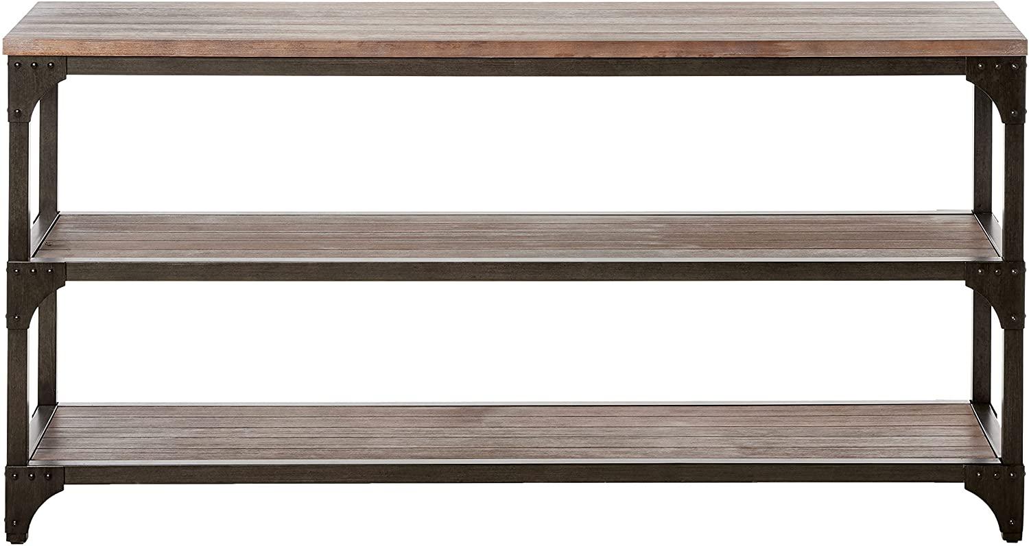 72" Rustic Weathered Oak Finish Console Storage Table - AFS