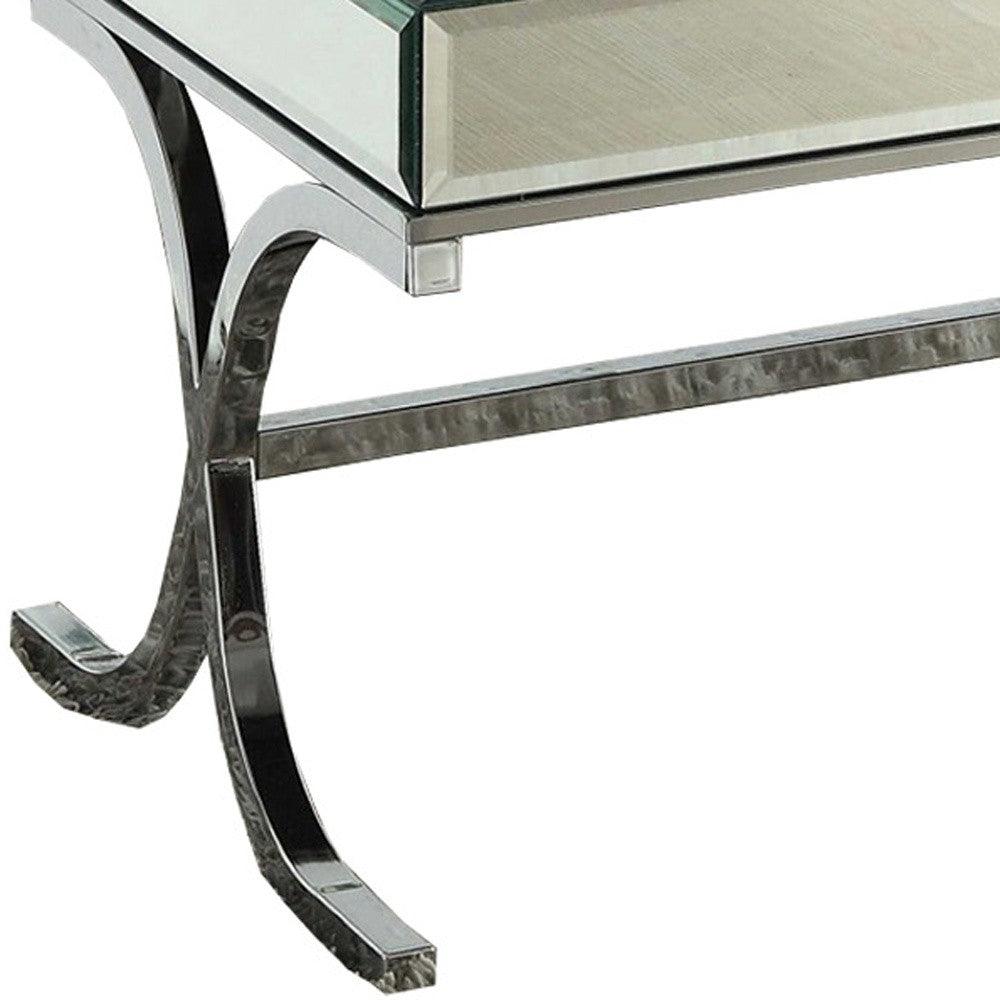 42" X 21" X 19" Mirrored Top And Chrome Coffee Table - AFS