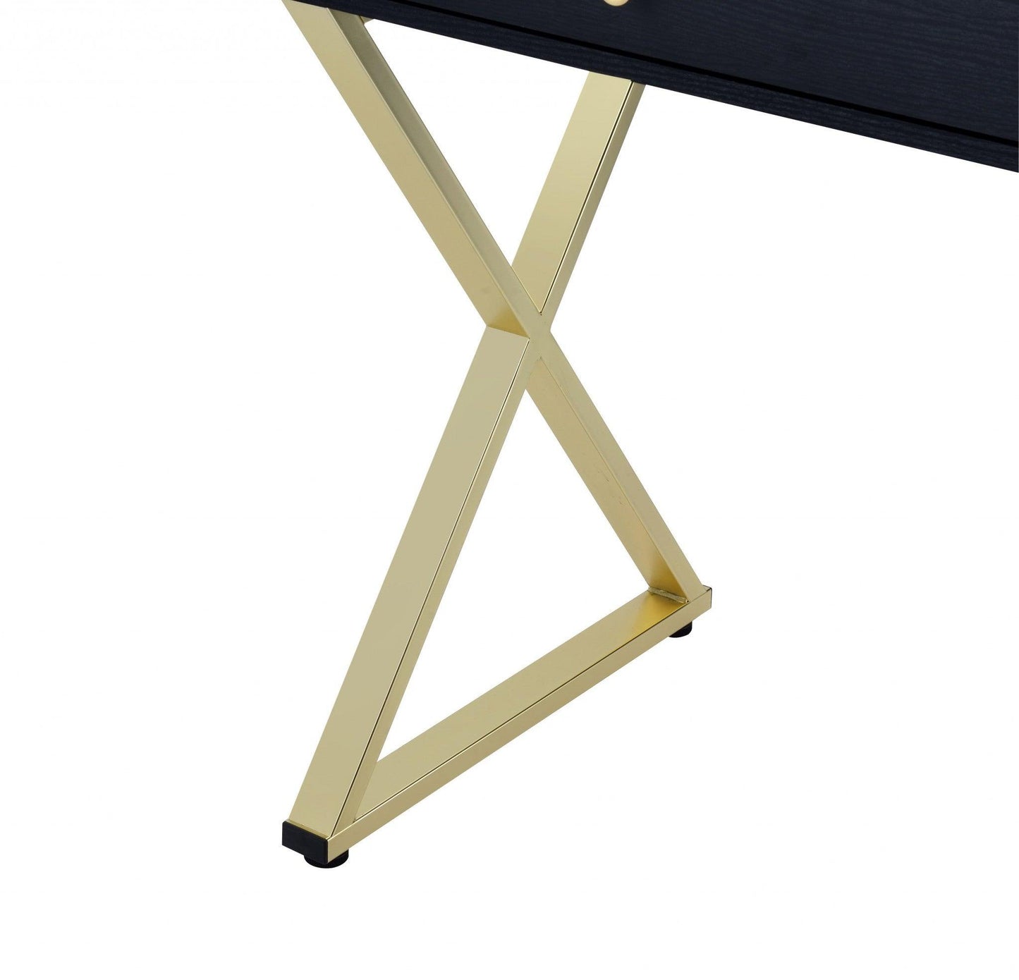 42" X 19" X 31" Black And Brass Particle Board Desk - AFS