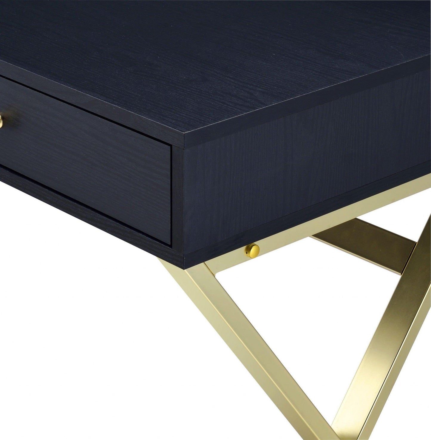 42" X 19" X 31" Black And Brass Particle Board Desk - AFS