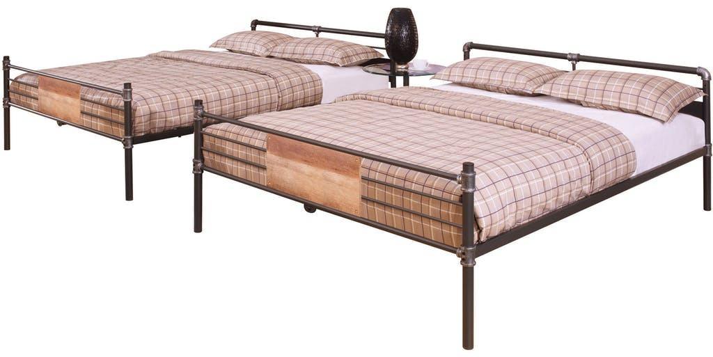 83" X 65" X 68" Sandy Black Dark Bronze HandBrushed Queen Over Queen Bunk Bed - AFS