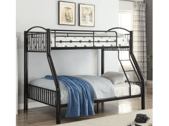 78" X 56" X 67" Twin Over Full Black Bunk Bed - AFS