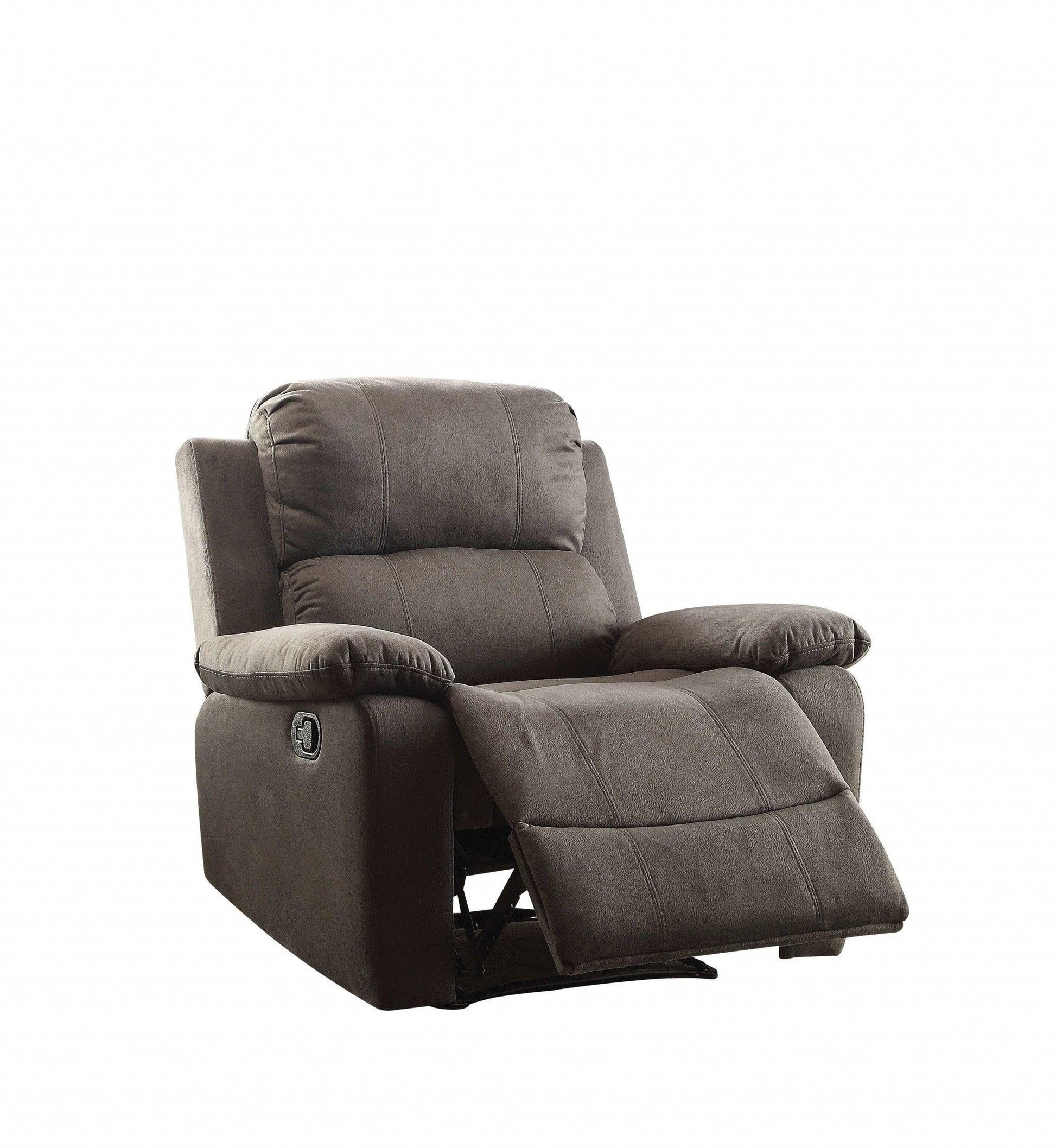 38" X 38" X 39" Charcoal Polished Microfiber Fabric Recliner - AFS