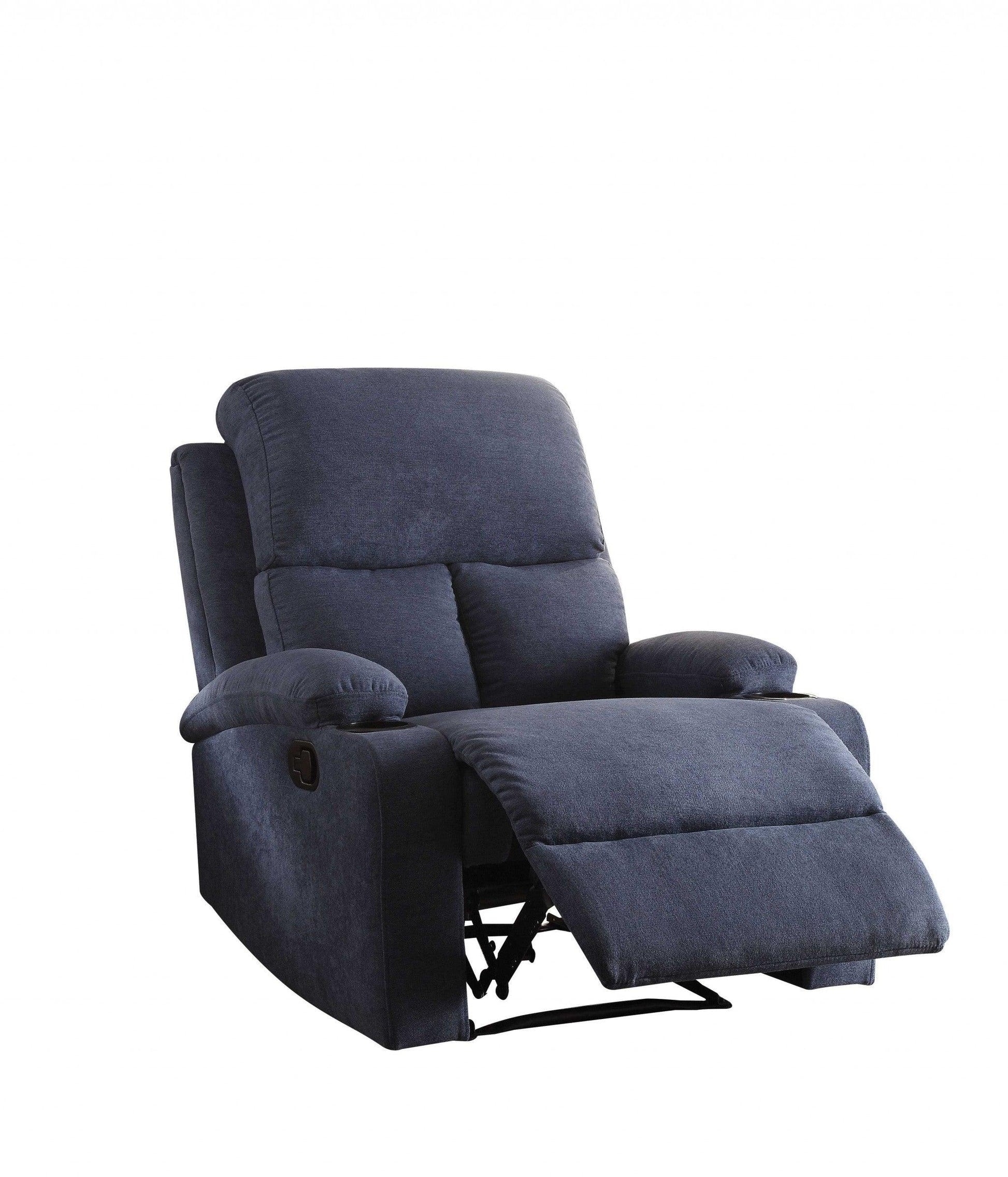 32" X 37" X 39" Blue Linen Fabric Recliner - AFS