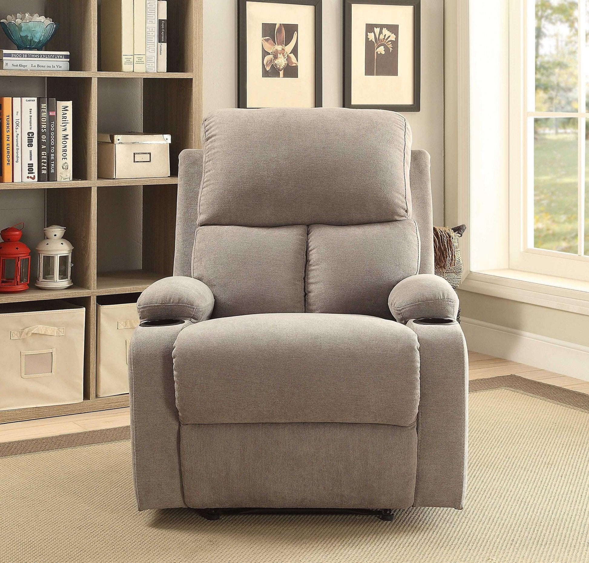 32" X 37" X 39" Blue Linen Fabric Recliner - AFS