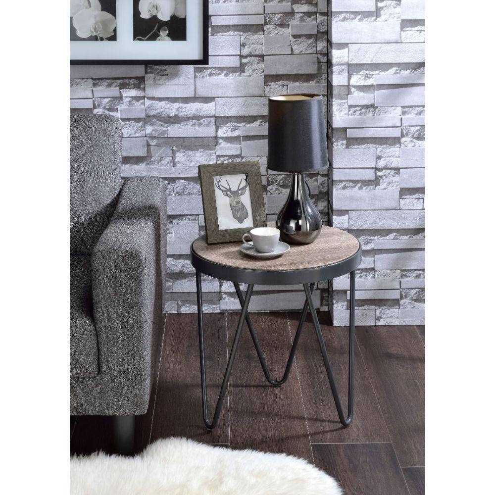 Rustic Weathered Gray Oak End Table - AFS