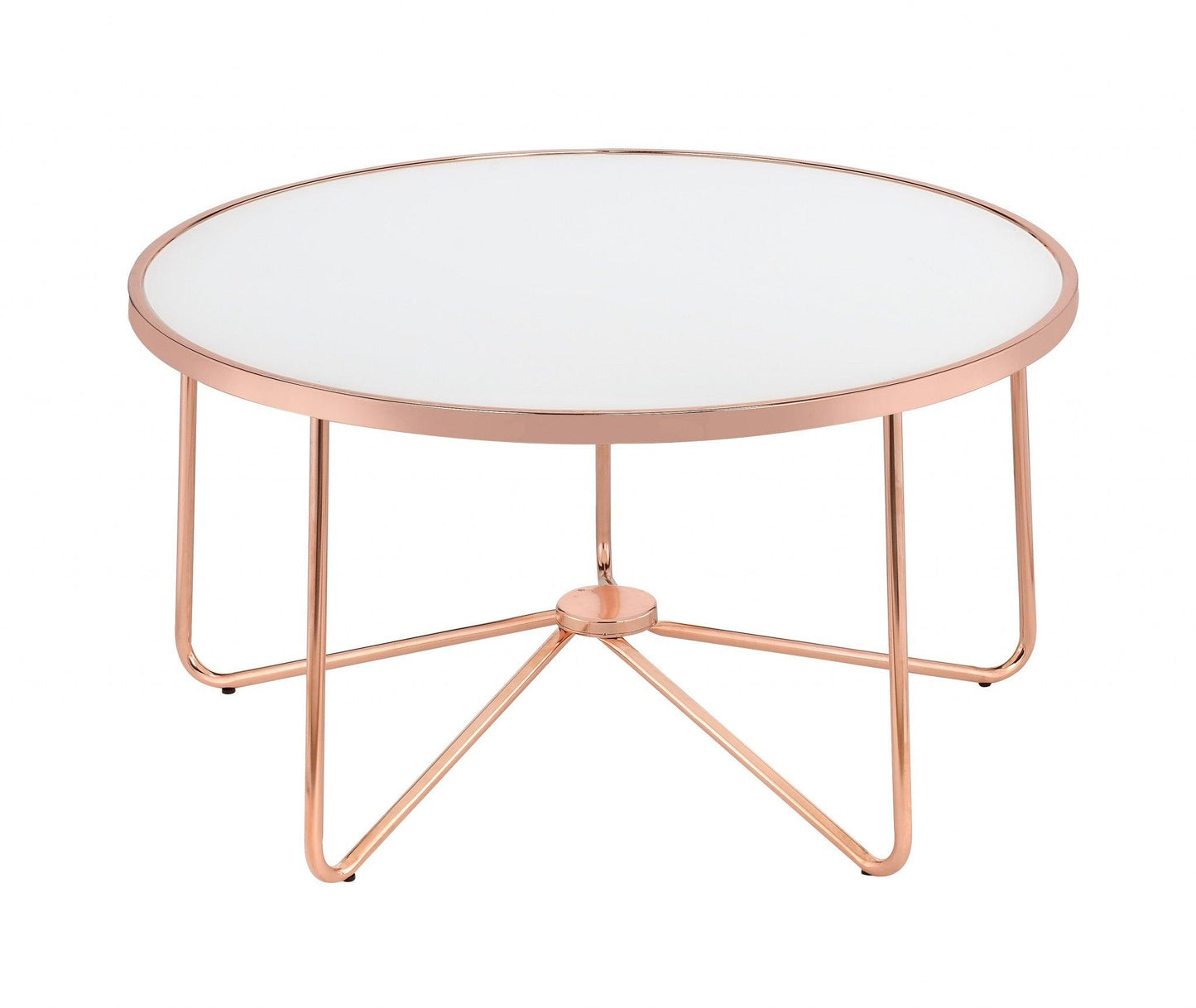 34" X 34" X 18" Frosted Glass And Rose Gold Coffee Table - AFS