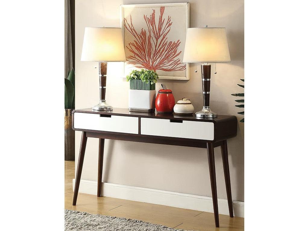 Mahogony and White Double Drawer Console Table - AFS