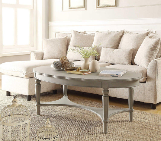 50" X 28" X 19" Antique White Coffee Table - AFS