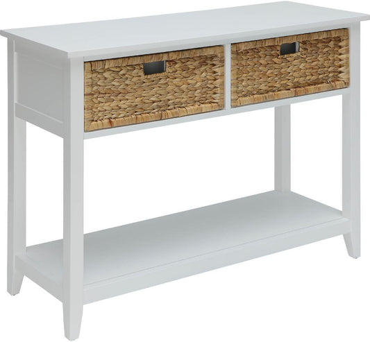 44" X 16" X 28" White Solid Wood Leg Console Table - AFS