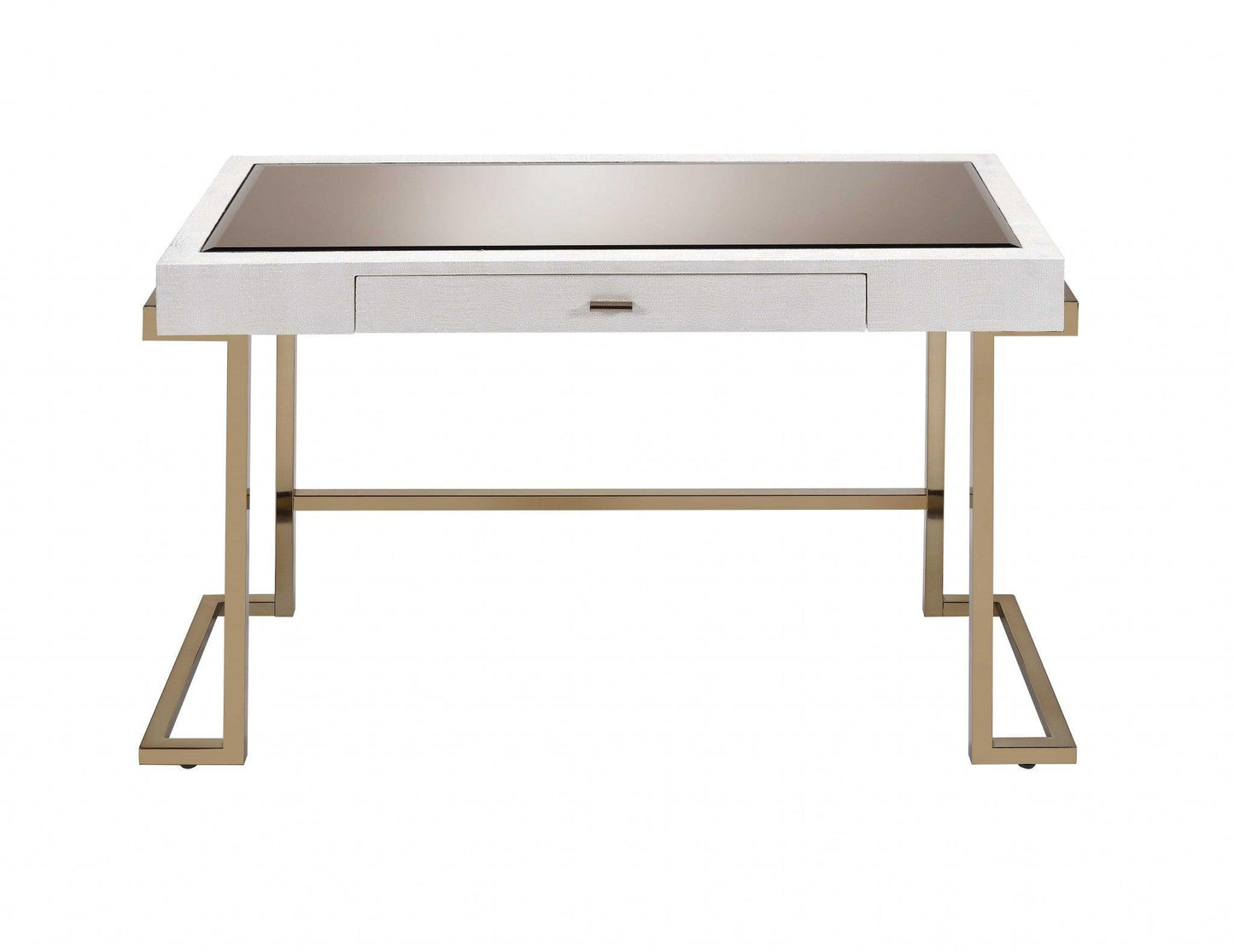 44" X 19" X 30" White And Champagne Desk - AFS