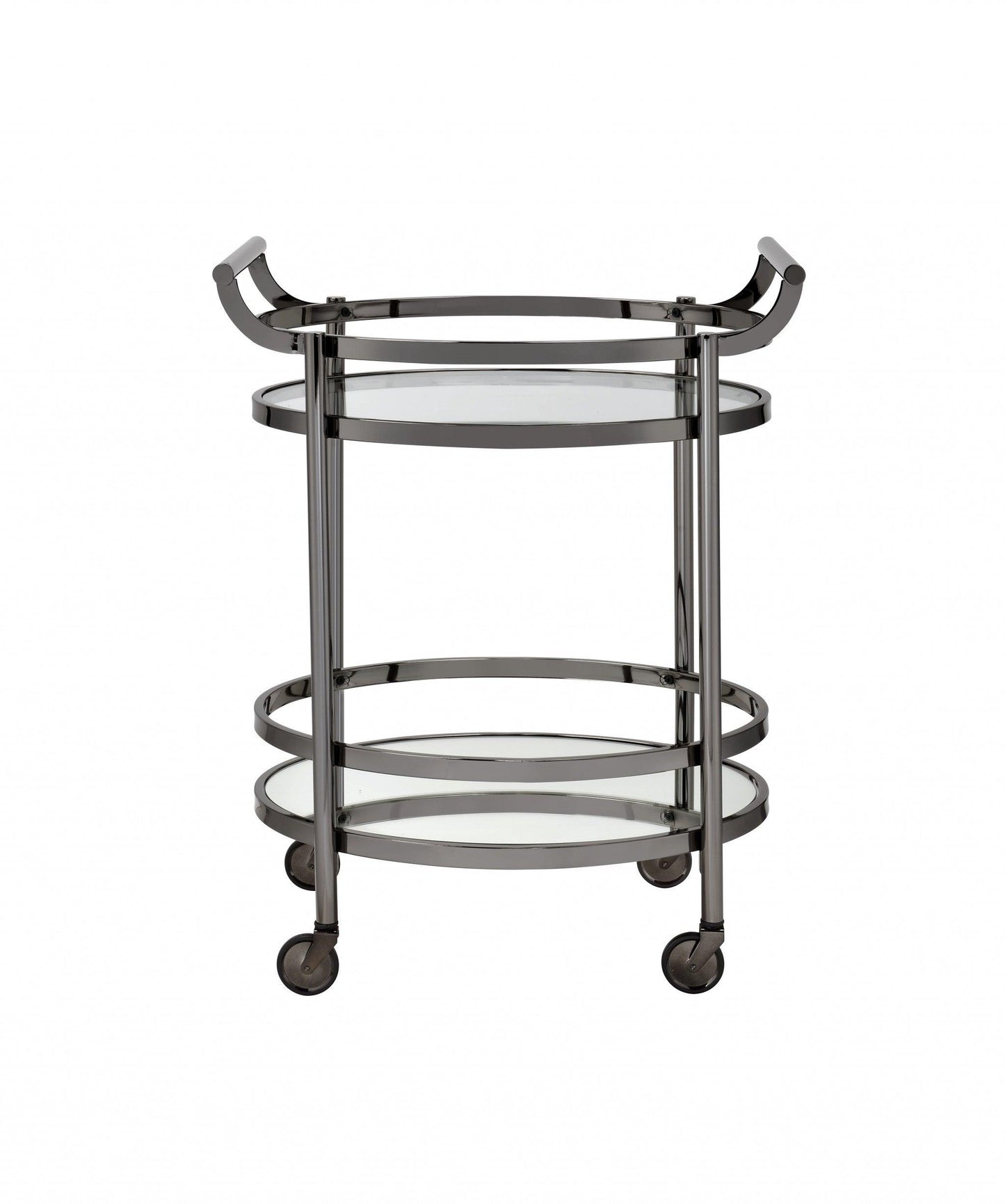 27" X 19" X 34" Clear Glass And Black Nickel Serving Cart - AFS