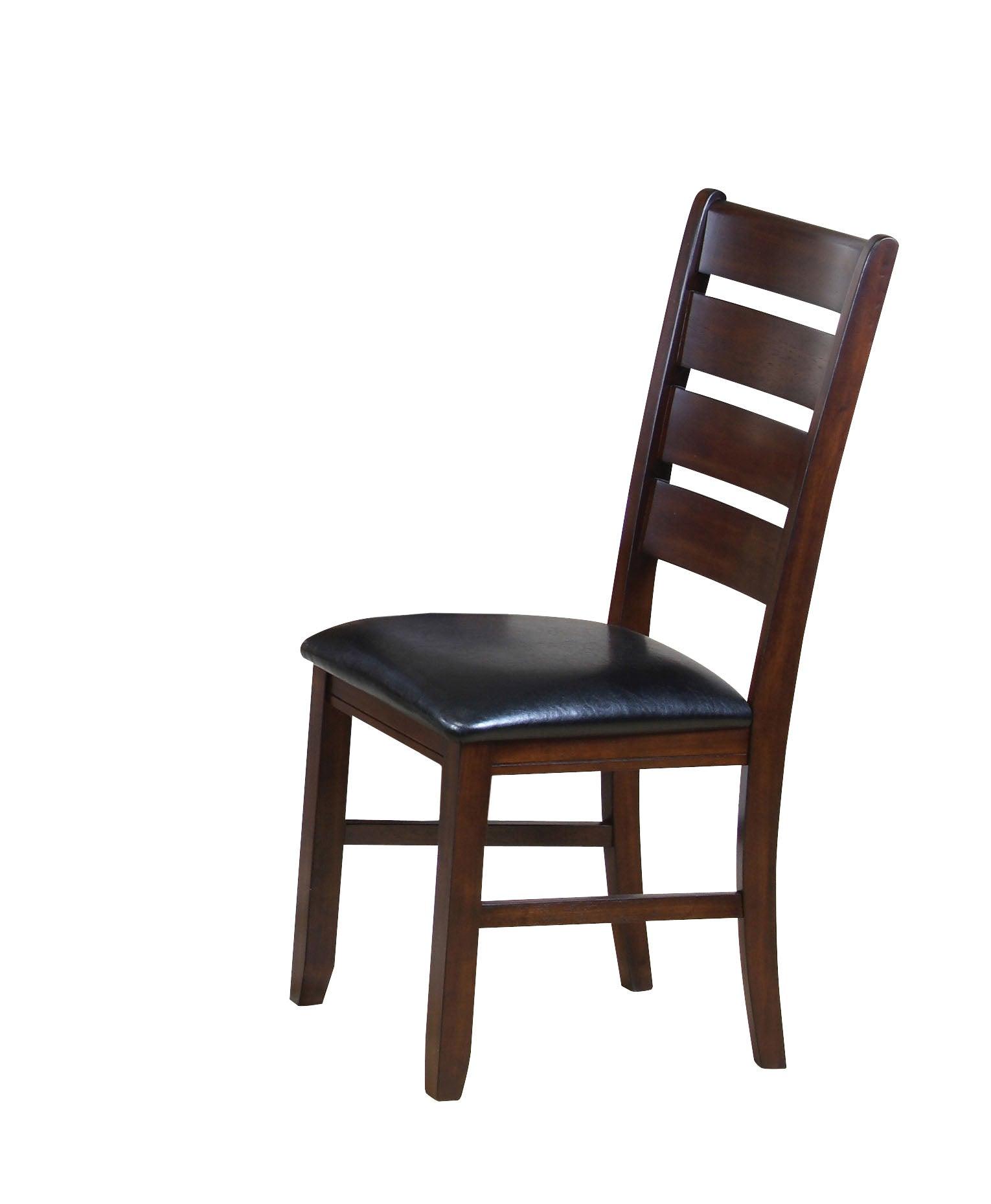 Set of 2 Dark Wood Black Faux Leather Dining or Side Chairs - AFS