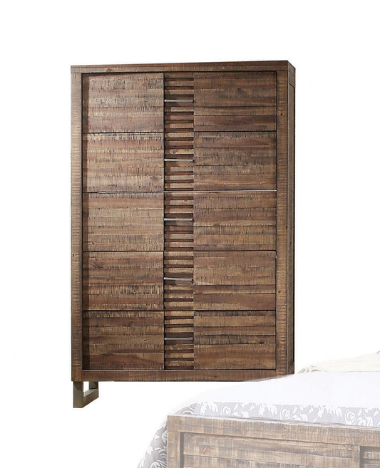 34" X 18" X 55" Reclaimed Oak Wood Chest - AFS