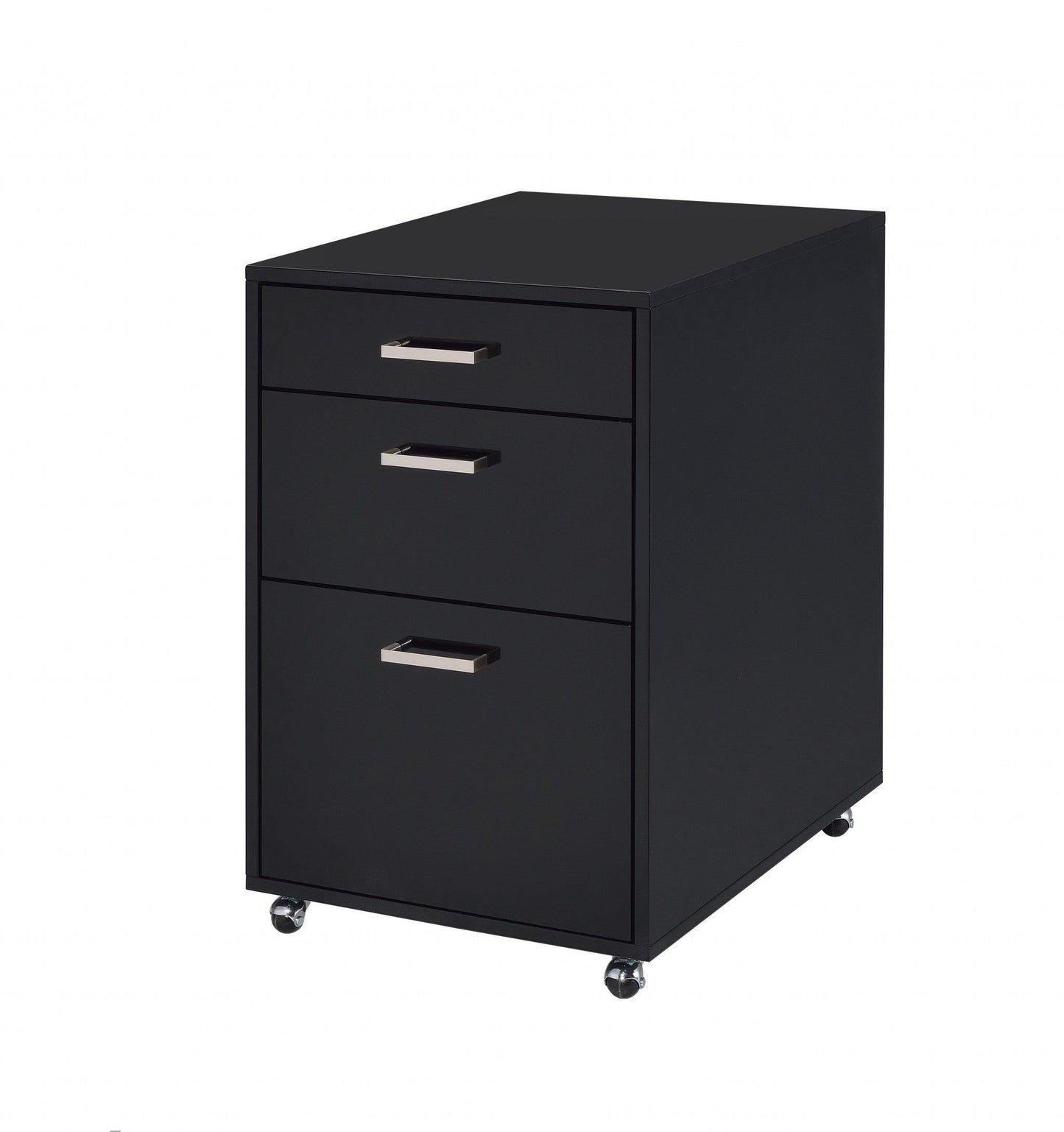 File Cabinet in Black High Gloss and Chrome - Metal Tube, MDF, Poly Ven Black High Gloss and Chrome - AFS