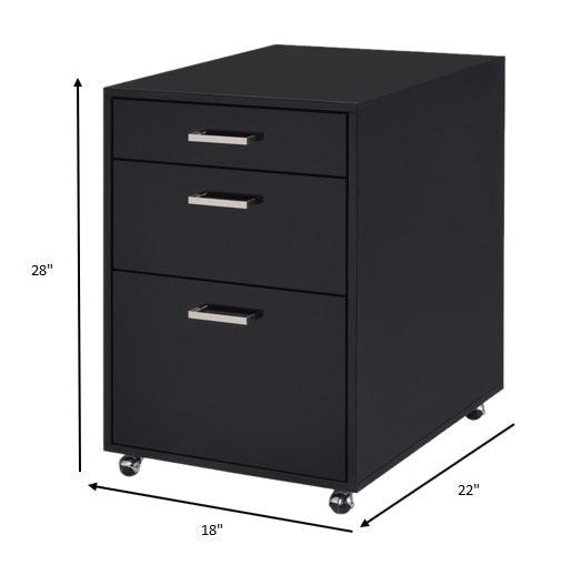 File Cabinet in Black High Gloss and Chrome - Metal Tube, MDF, Poly Ven Black High Gloss and Chrome - AFS