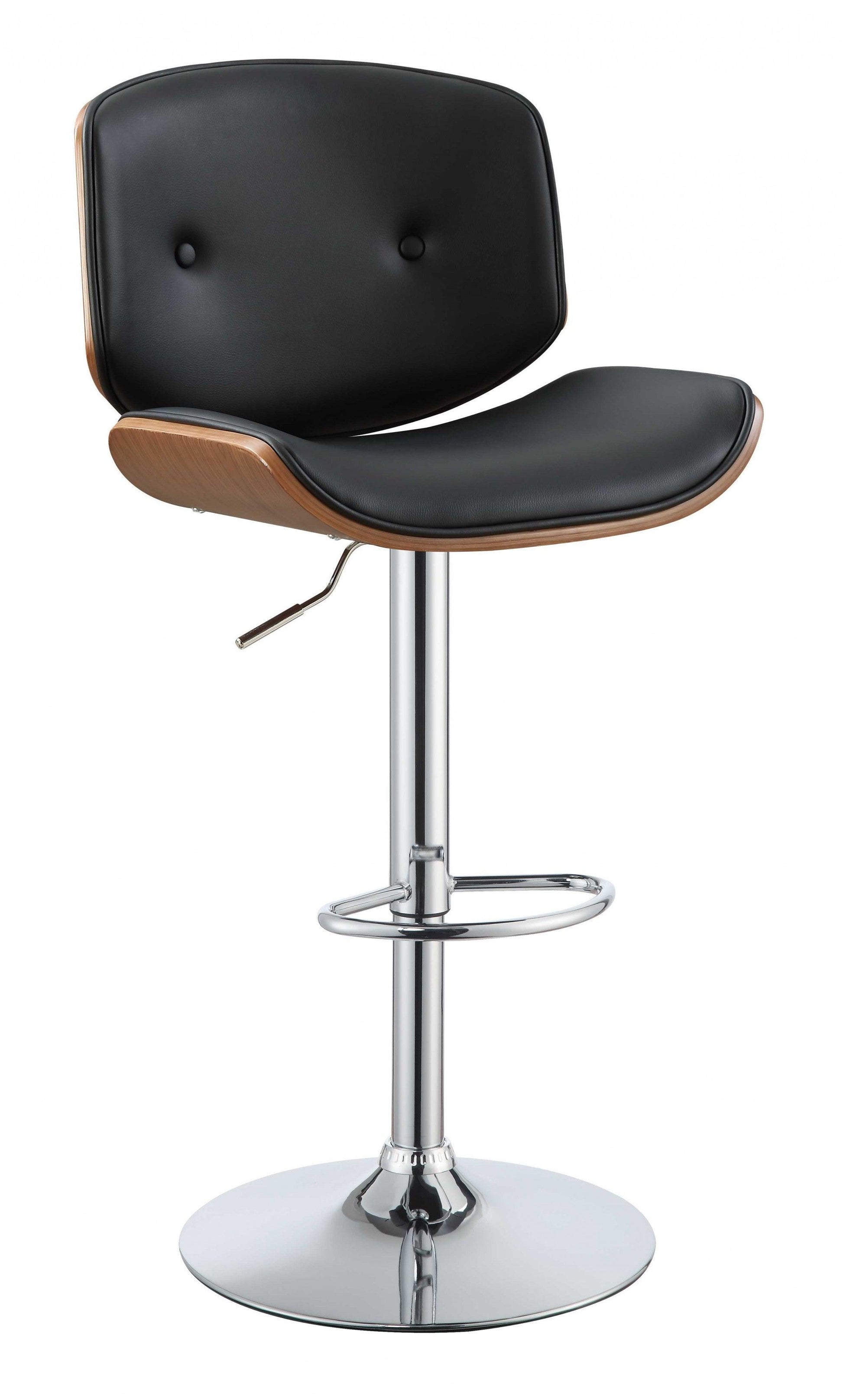 Contemporary Black And Walnut Adjustable Stool - AFS