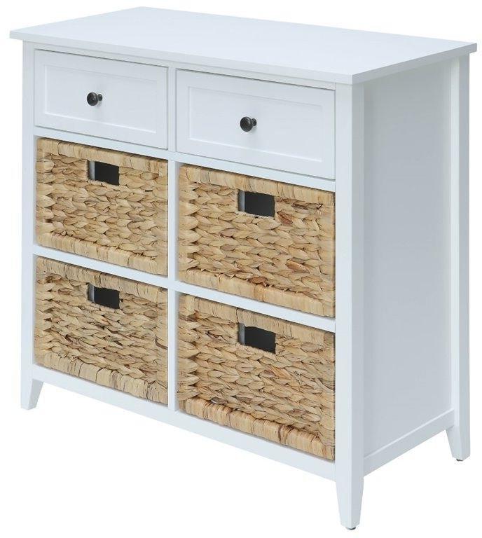 30" X 13" X 28" White Wood Veneer 6 Drawers Accent Chest - AFS