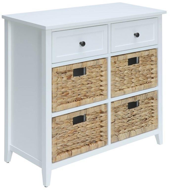 30" X 13" X 28" White Wood Veneer 6 Drawers Accent Chest - AFS