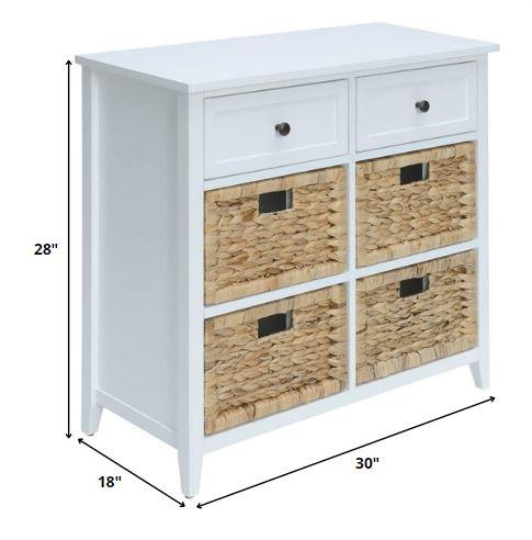 30" X 13" X 28" White Wood Veneer 6 Drawers Accent Chest - AFS