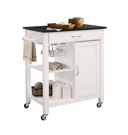 35" X 18" X 34" Natural And Gray Rubber Wood Kitchen Cart - AFS