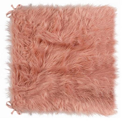 Set of 2 Cozy Mauve Rose Faux Fur Chair Pads - AFS