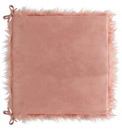 Set of 2 Cozy Mauve Rose Faux Fur Chair Pads - AFS