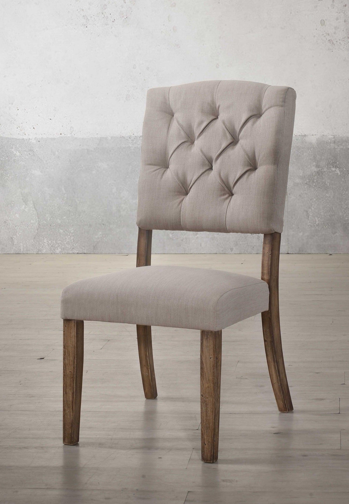 19" X 23" X 43" 2pc Cream Linen And Weathered Oak Side Chair - AFS