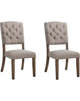 19" X 23" X 43" 2pc Cream Linen And Weathered Oak Side Chair - AFS