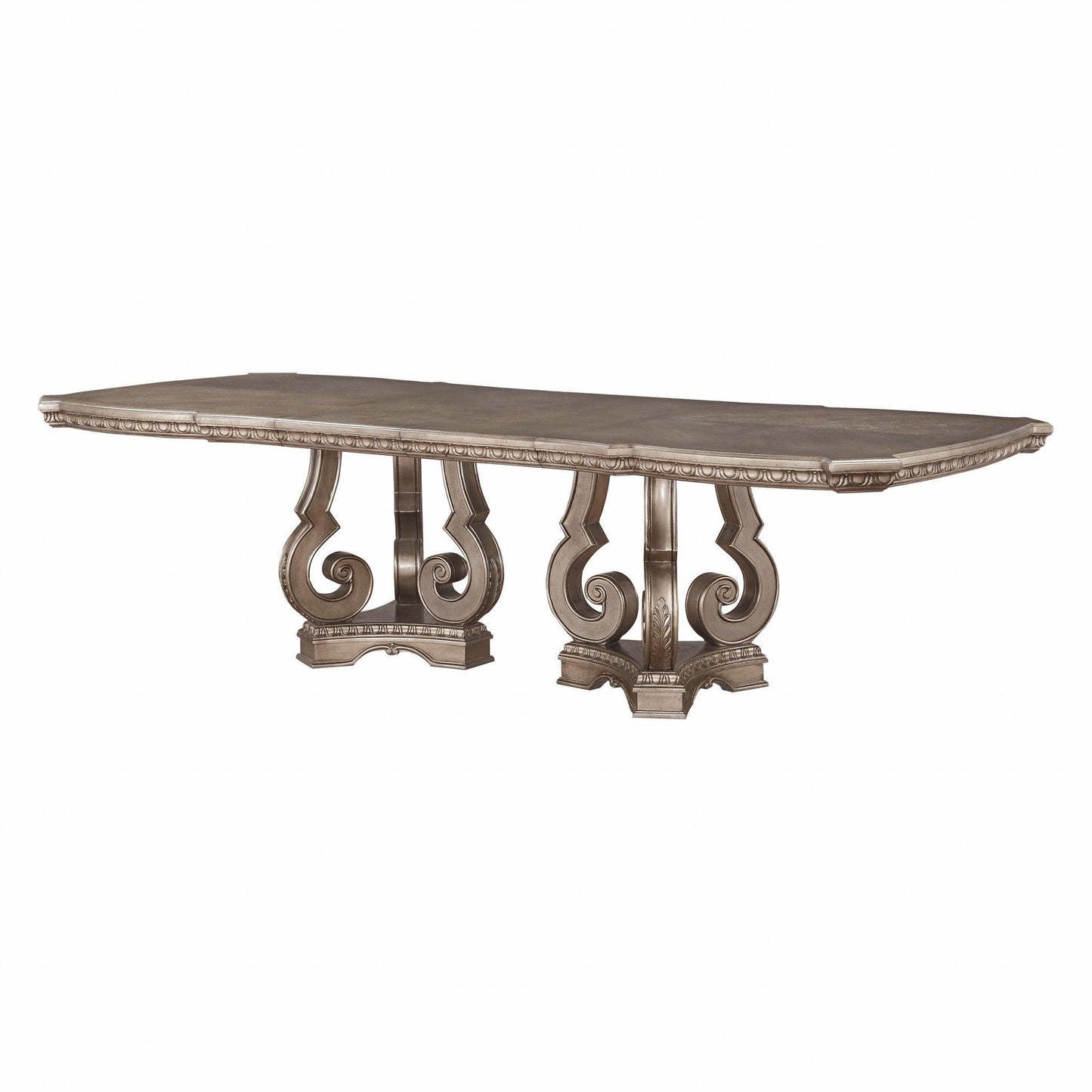 76-112" X 46" X 30" Antique Champagne Dining Table - AFS