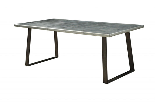 78" X 40" X 30" Aluminum And Gunmetal Dining Table - AFS