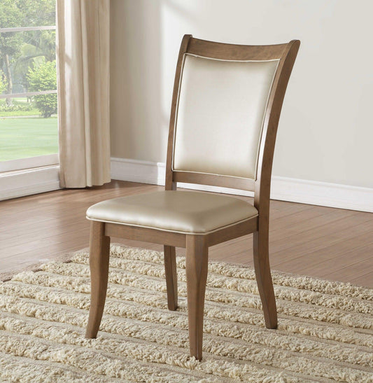 23" X 19" X 40" 2pc Beige Leatherette And Gray Oak Side Chair - AFS