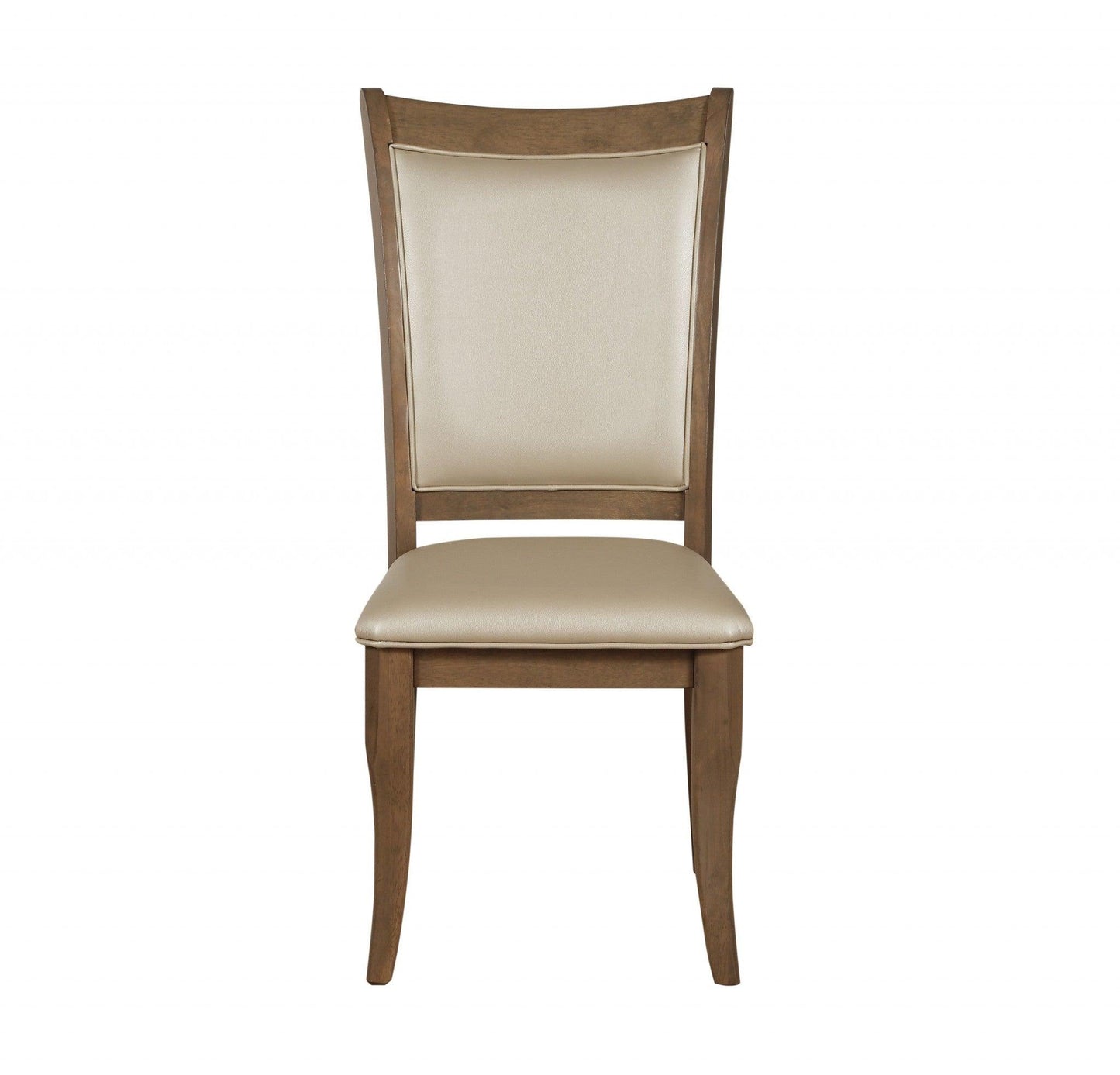 23" X 19" X 40" 2pc Beige Leatherette And Gray Oak Side Chair - AFS