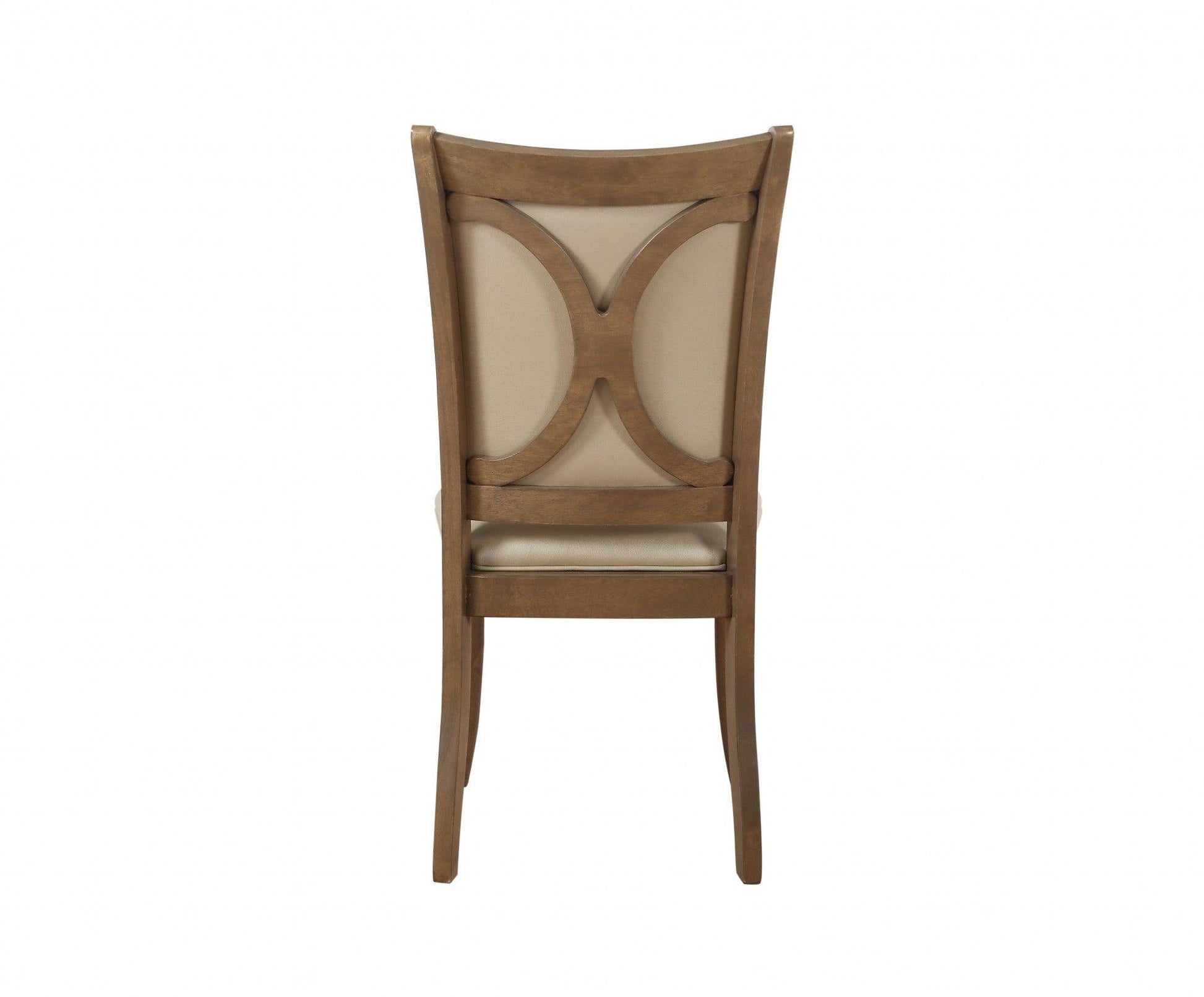 23" X 19" X 40" 2pc Beige Leatherette And Gray Oak Side Chair - AFS