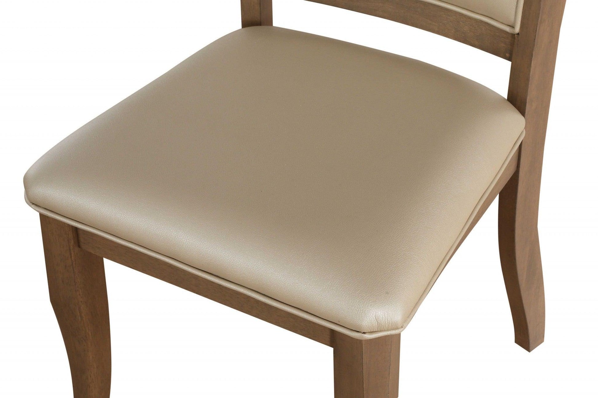 23" X 19" X 40" 2pc Beige Leatherette And Gray Oak Side Chair - AFS