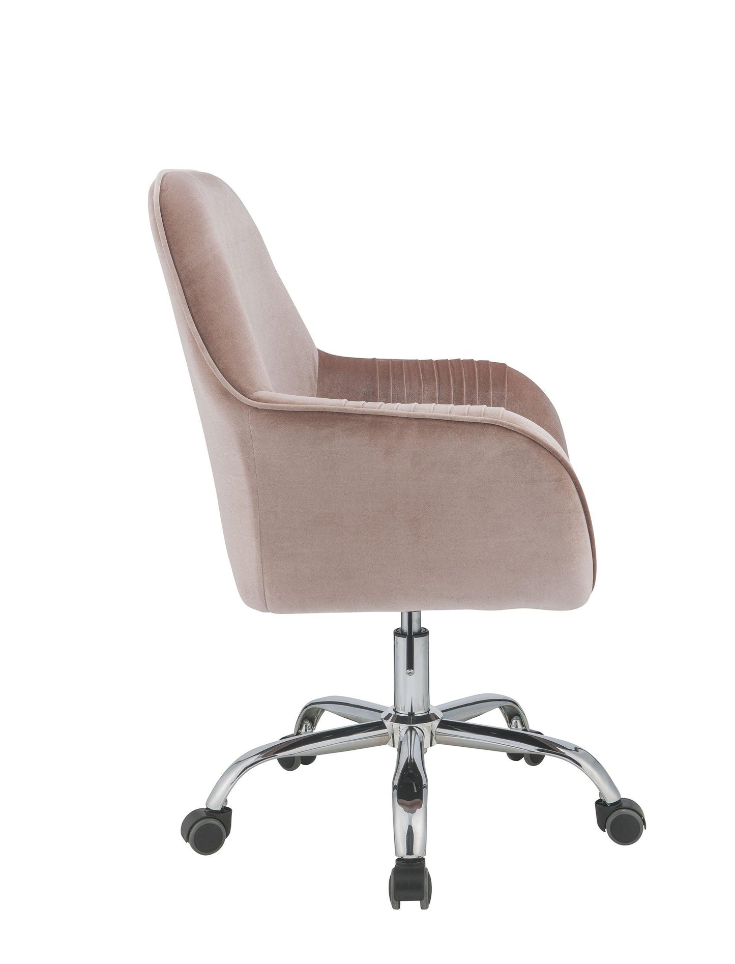 Stylish Mauve Rose Velvet Office Desk Chair on Wheels - AFS