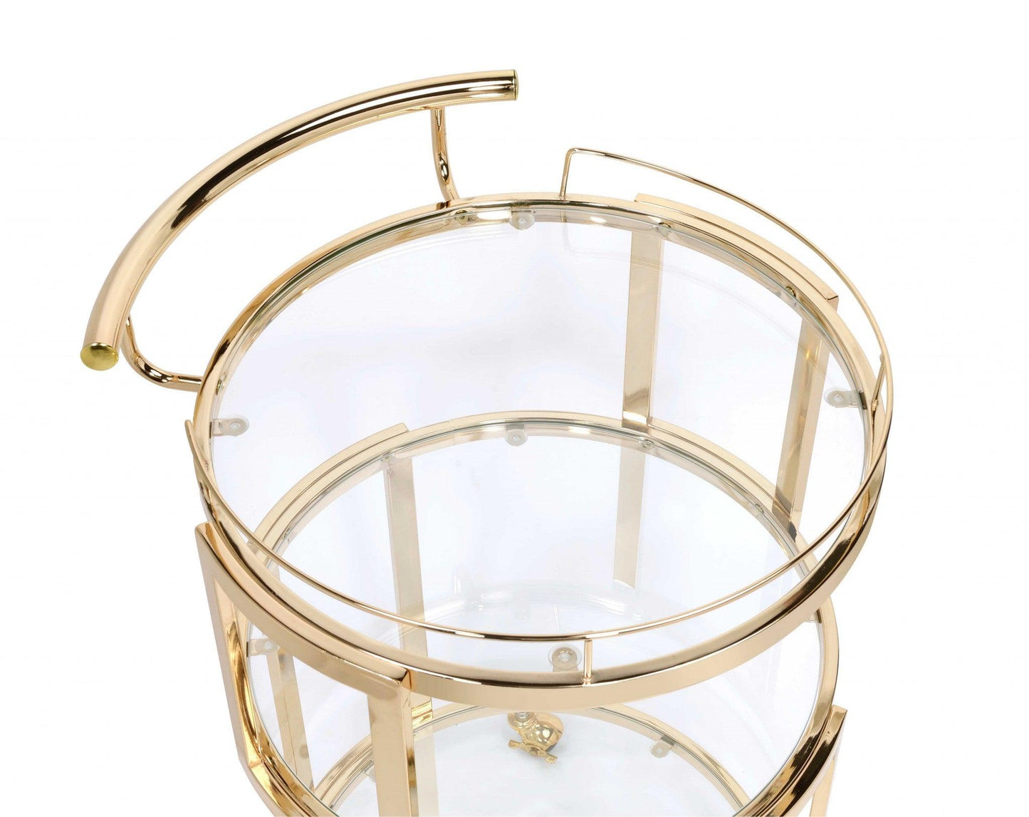 22" X 21" X 34" Gold And Clear Glass Serving Cart - AFS