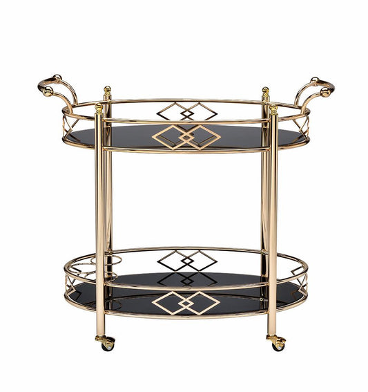 35" X 16" X 32" Gold Metal Serving Cart - AFS