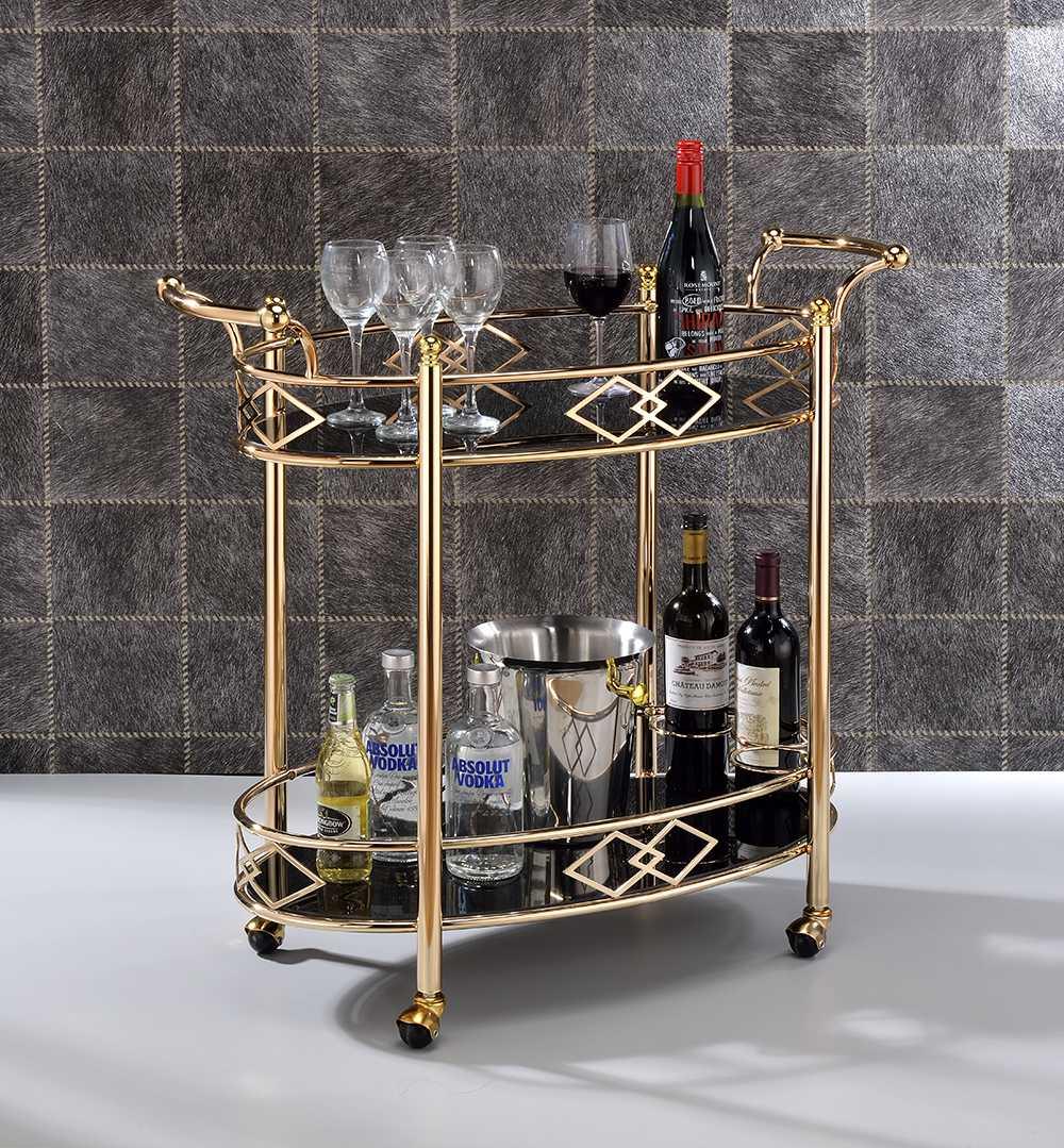 35" X 16" X 32" Gold Metal Serving Cart - AFS