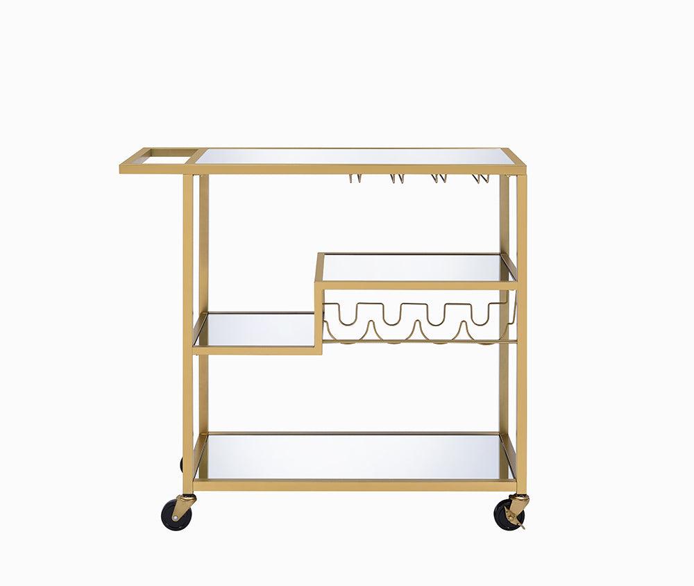 22" X 21" X 34" Gold And Clear Glass Serving Cart - AFS