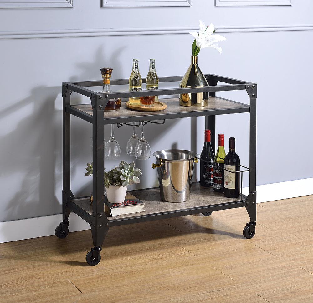 32" X 16" X 31" Black Metal Serving Cart - AFS