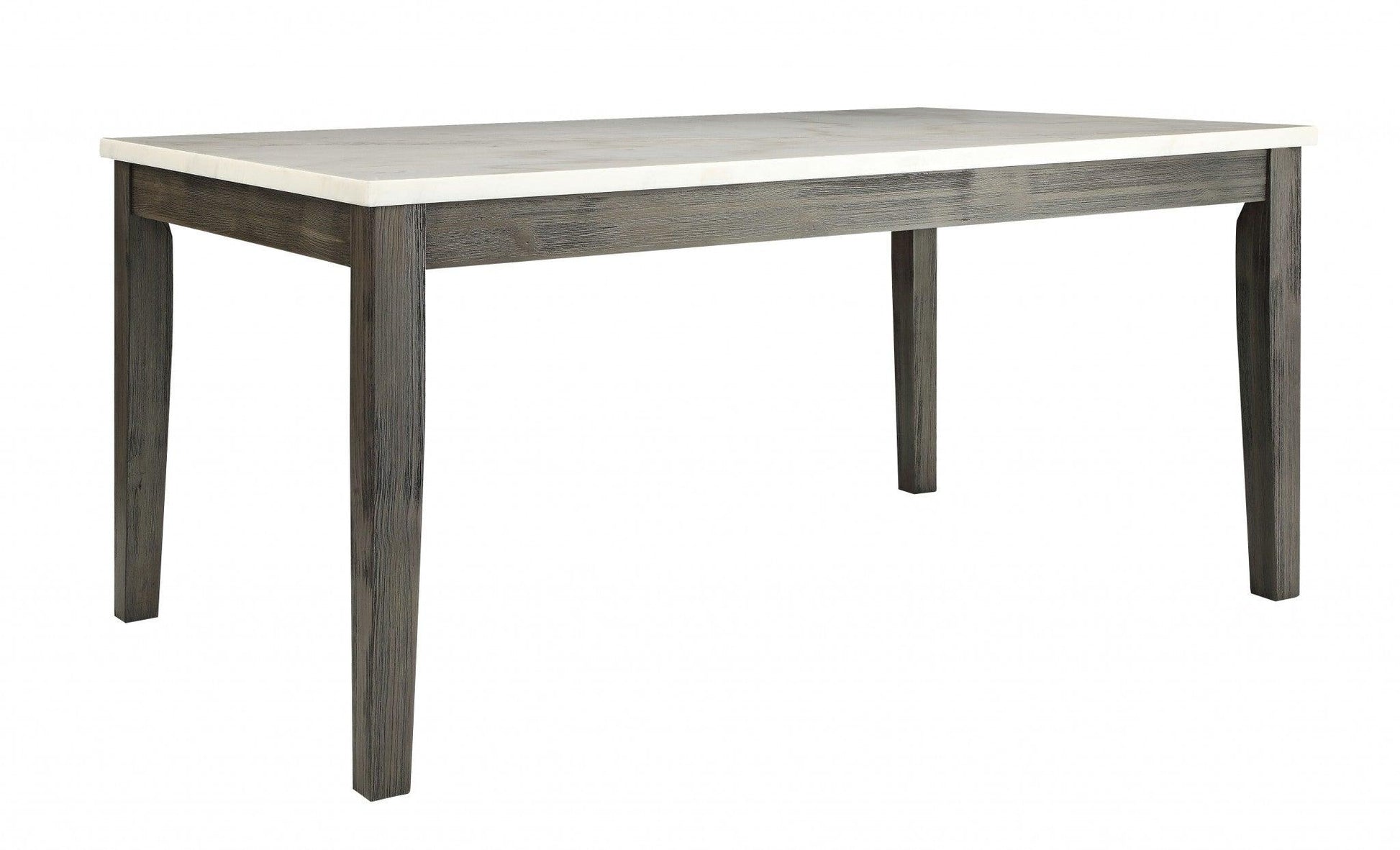 64" X 38" X 30" White Marble And Gray Oak Dining Table - AFS