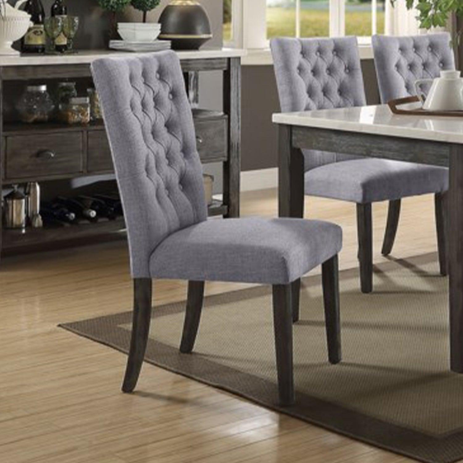 21" X 25" X 45" 2pc Gray Fabric And Gray Oak Side Chair - AFS