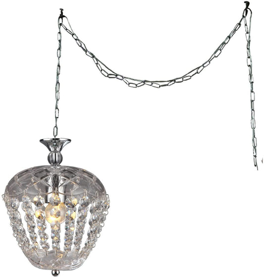 Miriam 1-light Crystal 8-inch Chrome Swag Lamp - AFS