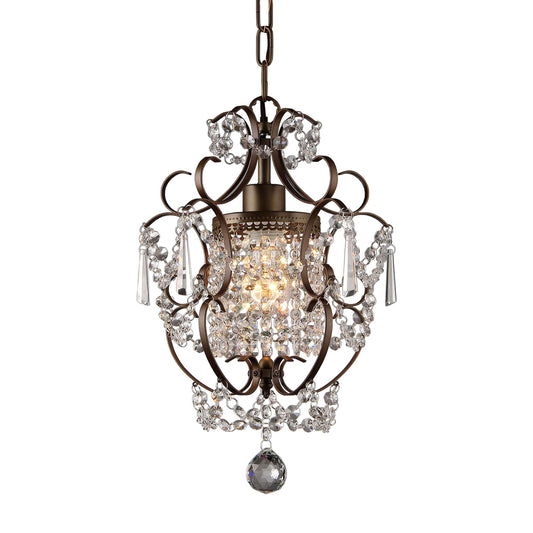 Rosalie 1-light Antique Bronze 11-inch Crystal Chandelier - AFS